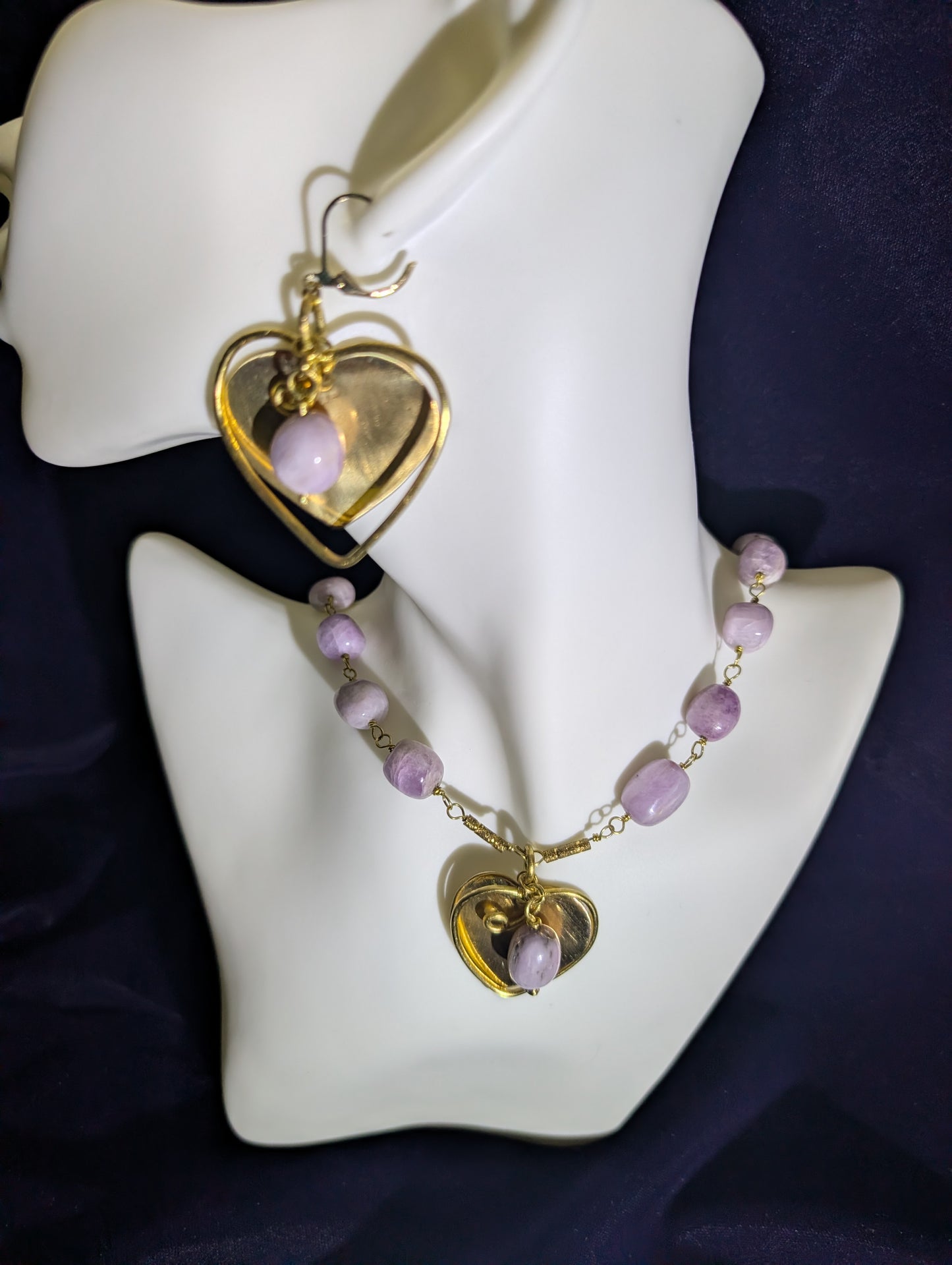 Lavender Heart Kunzite Necklace