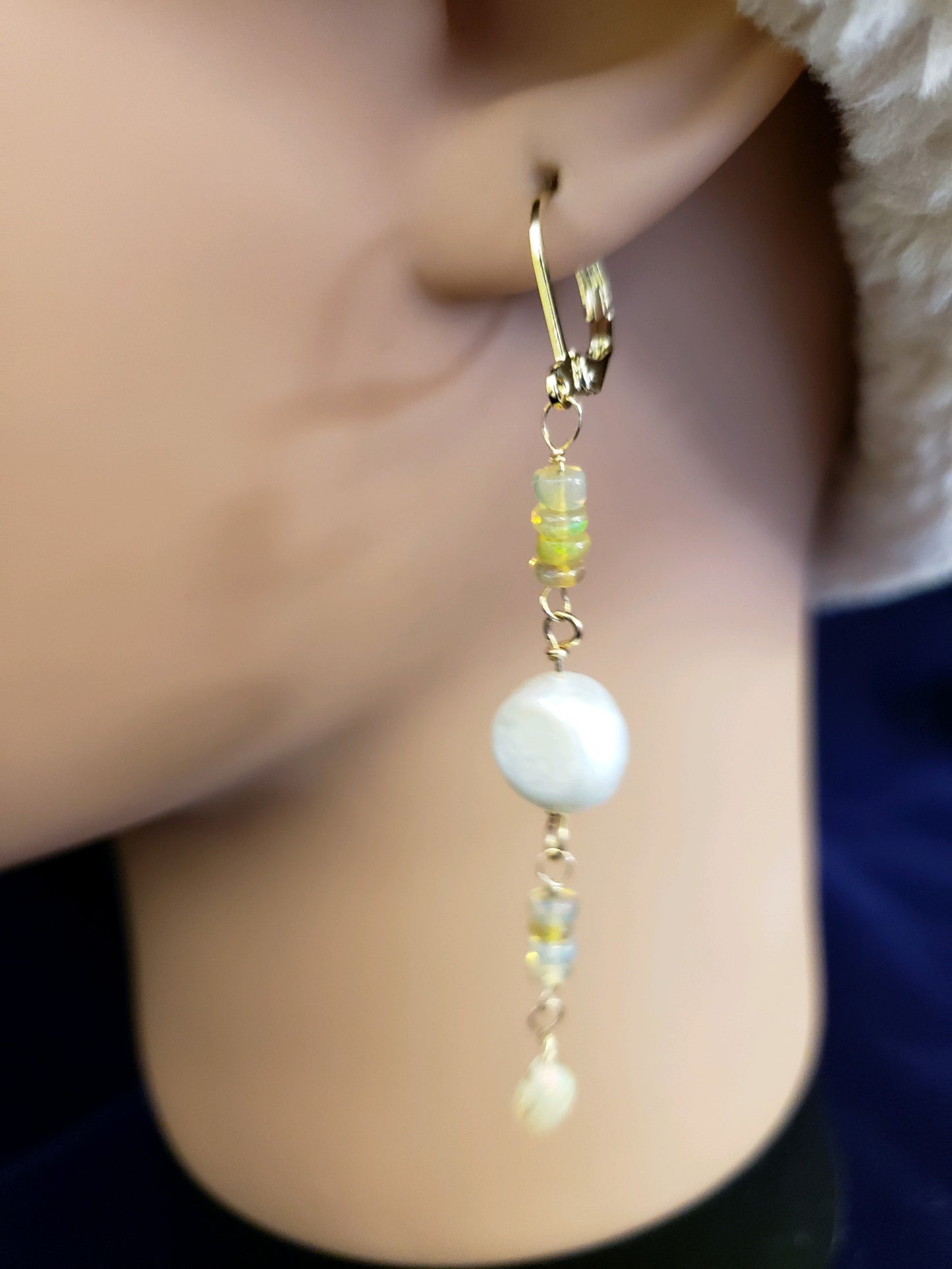 Opal and pearl earrings