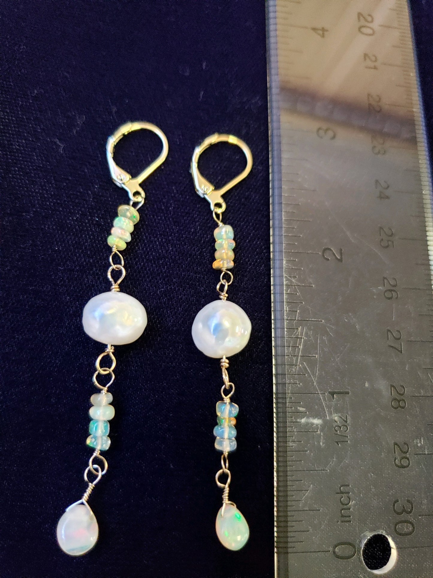 Opal and pearl earrings