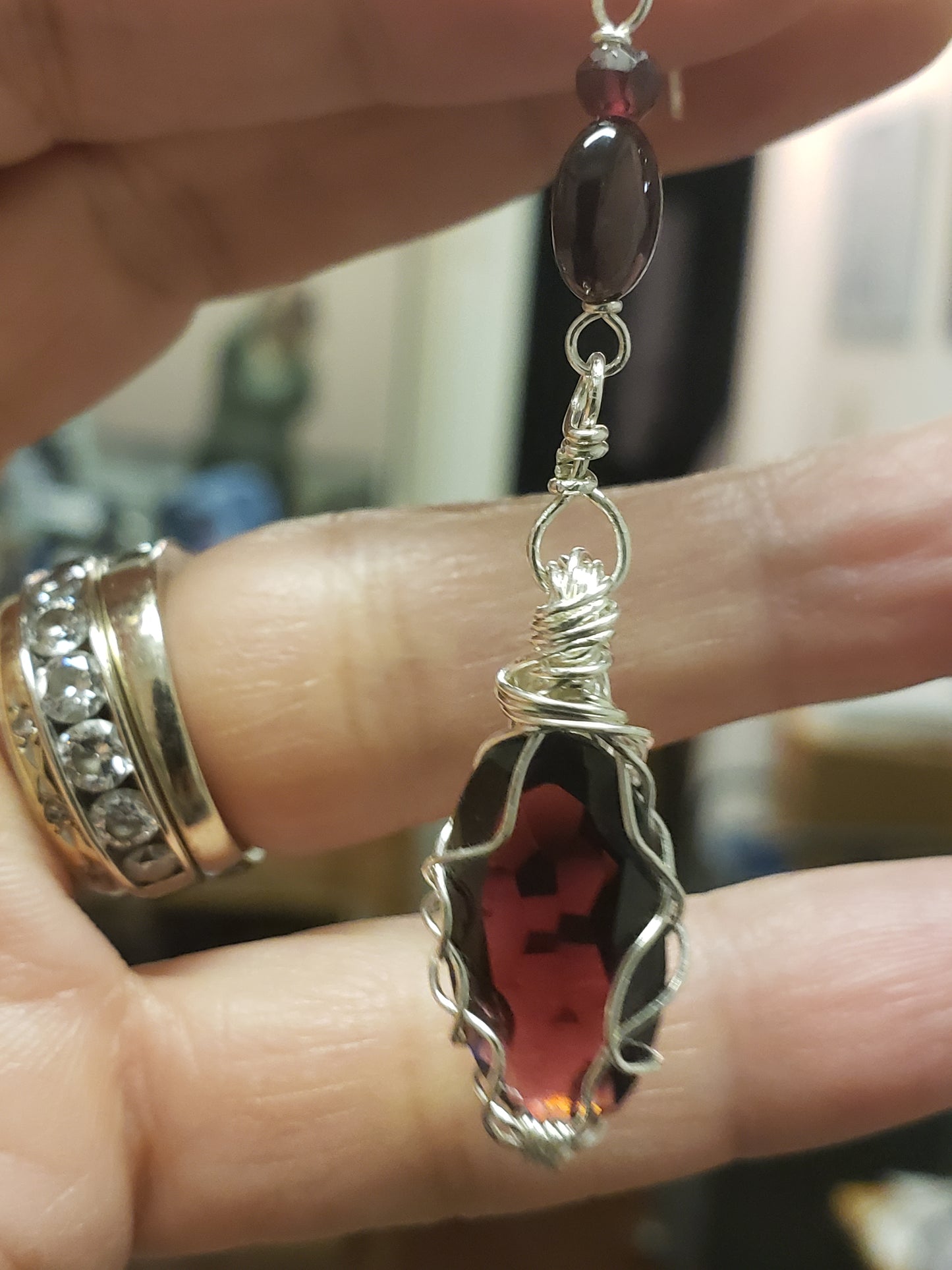 Crimson Twilight Garnet Drops,Earrings