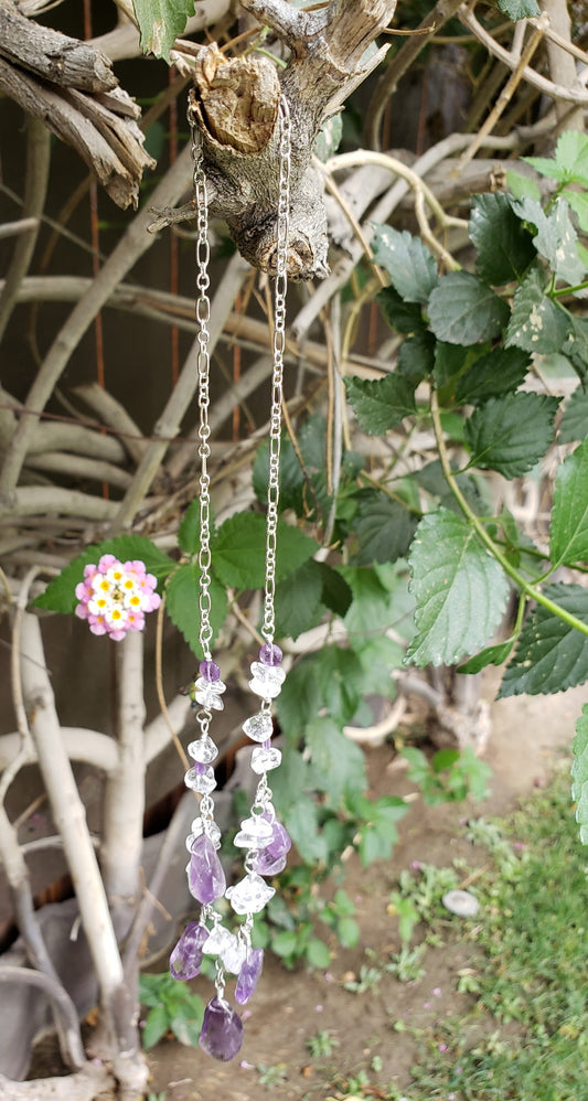 Amethyst and Crystal 999 Sterling Silver Necklace