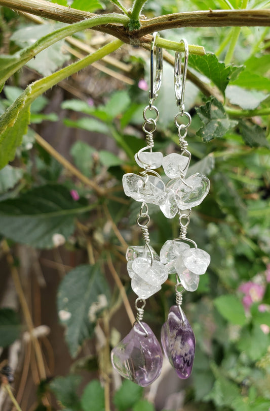 Amethyst Sterling  Silver Wire Wrap Earrings
