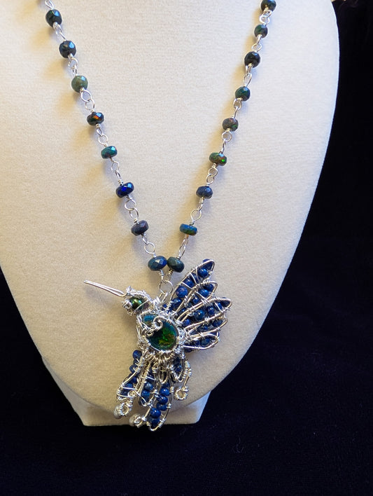 Humming Bird Necklace 925 Sterling Silver