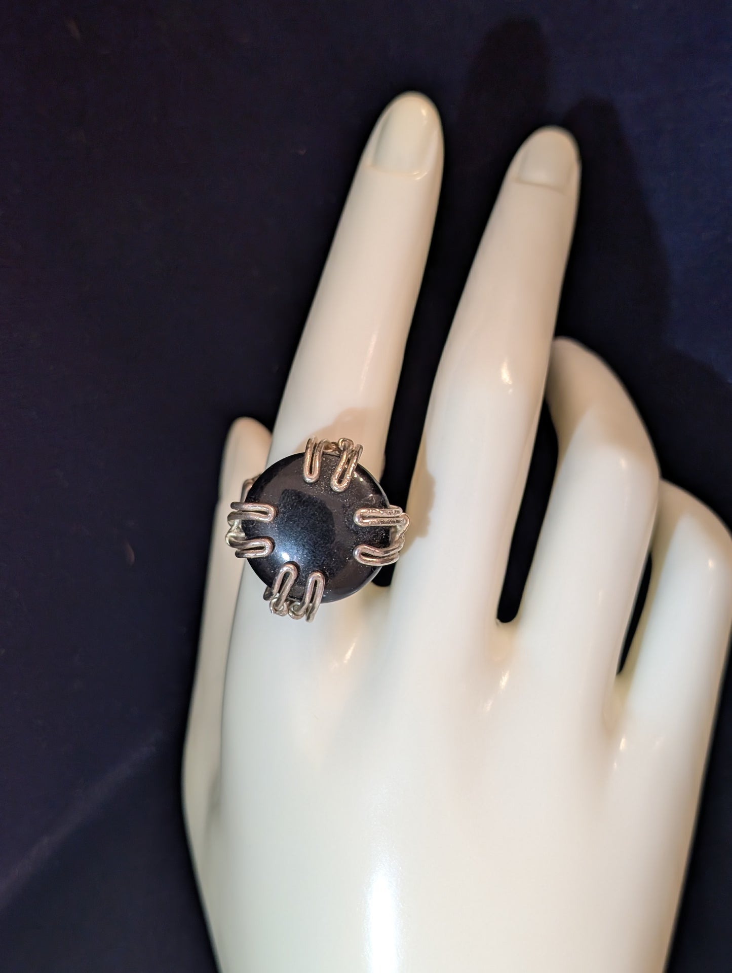 Black Onyx Prong-Set Wire-Wrap Ring