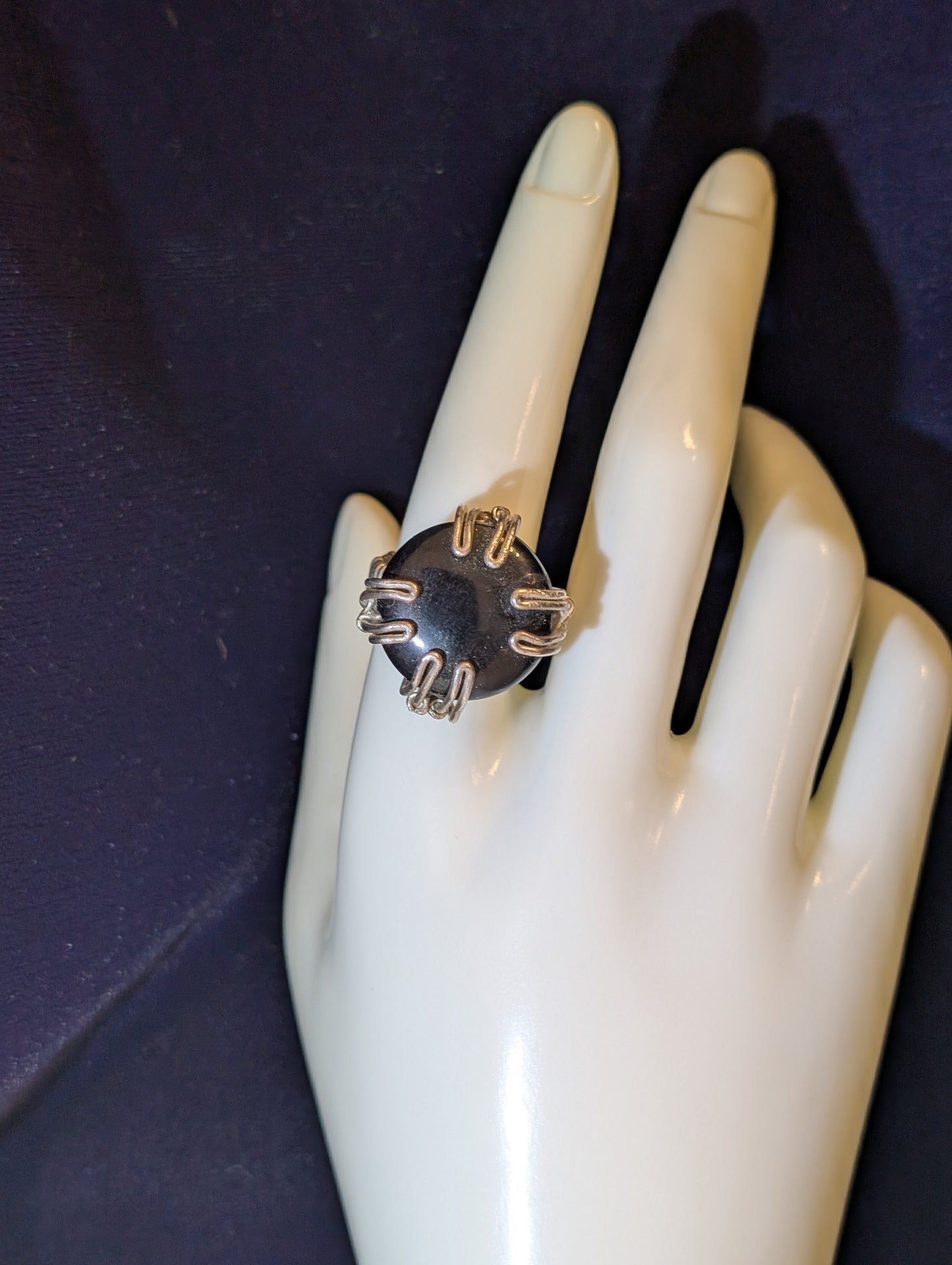 Black Onyx Prong-Set Wire-Wrap Ring