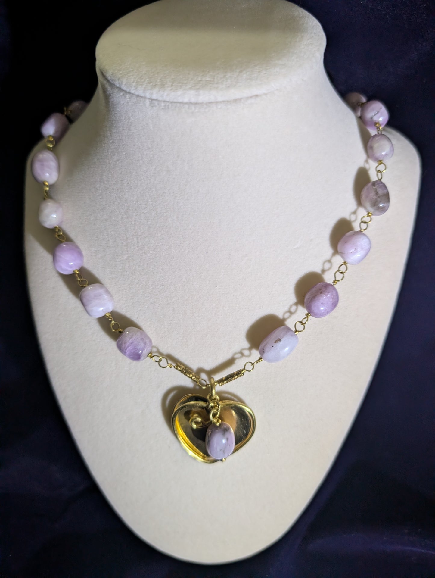 Lavender Heart Kunzite Necklace