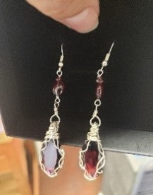 Crimson Twilight Garnet Drops,Earrings
